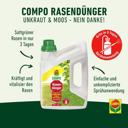 Engrais pour pelouse COMPO Désherbant et anti-mousse 2,5L