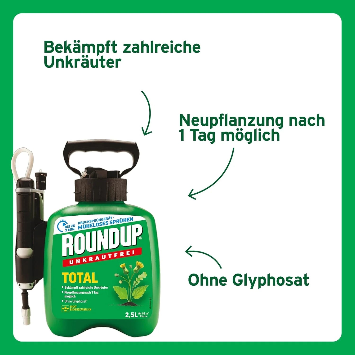 Désherbant ROUNDUP Système de pulvérisation à pression totale 2,5 l